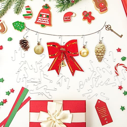 Ornament Hangers, 100 Pack Christmas Hooks for Tree Decorating, Garland Decorations, Silver - Image 5