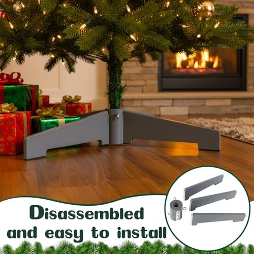 MorningRo Wooden Christmas Tree Stand Base for Artificial Trees Portable Tree Holder for Artificial Trees with 1.25 Inch Diameter Pole or Less Detachable Stand for Xmas - Image 4