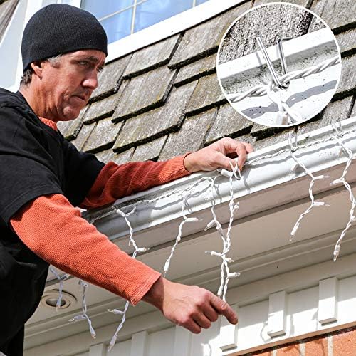 Ripeng 100 Pieces Christmas Gutter Clips & Hooks, Stainless Steel Heavy Duty Light Hook for Metal Gutter, Holiday Light Clips for Outside Grid Hanger Wire Ornament String Party Hanging Decor(Silver) - Image 3