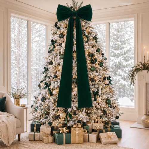 Knitgrip 2 Pack 20x71 in Christmas Large Velvet Bows, Dark Green - Image 5