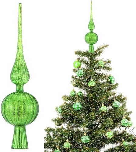 Gejoy 12" Mercury Glass Christmas Tree Topper,Classic,Green by Unknown