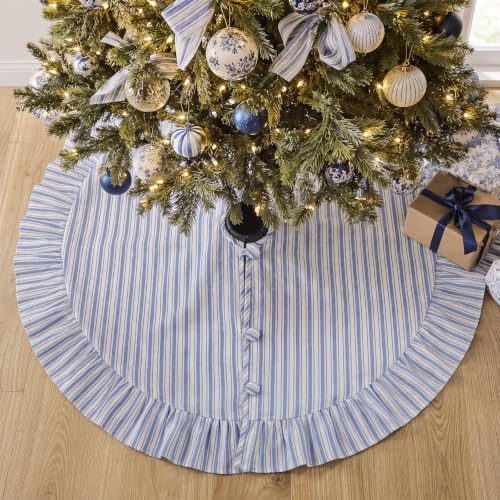 Sosation 48 Inch Vintage Christmas Tree Skirt Blue White Striped by Sosation
