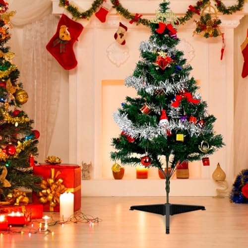 SEWACC Small Christmas Tree Stand, Plastic Christmas Tree Base Holder, Artificial Trees Pole Support, Black, 21.77 x 21.77 x 2.71 Inch - Image 3