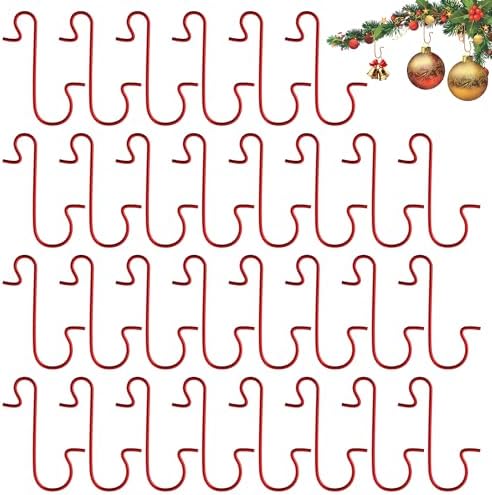Ornament Hooks, 100 Pcs Christmas Ornament Hooks, Ornament Hangers, Ornament Hook for Christmas Trees, Metal Wire Essential Ornaments Hooks Anchors for Xmas Tree Decorations Hanging Party Decor, Red by Unknown