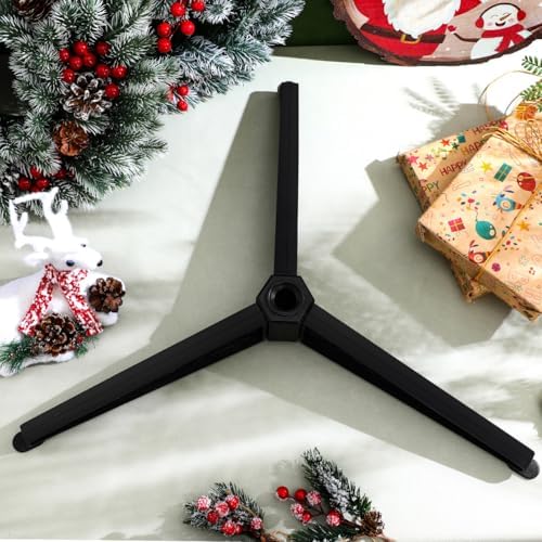 SEWACC Small Christmas Tree Stand, Plastic Christmas Tree Base Holder, Artificial Trees Pole Support, Black, 21.77 x 21.77 x 2.71 Inch - Image 2