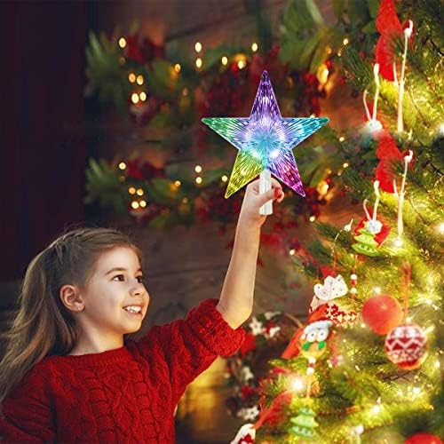 Christmas Tree Topper, FISHOPE LED 24 Modes Color Changing 9.5" Christmas Tree Toppers Star Lighted, Remote Controller Multicolor Christmas Decorations USB Powered for Xmas Holiday Party Gift D??cor - Image 4