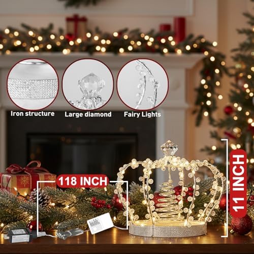 PEIDUO Christmas Crown Tree Topper, Light up Tree Topper Lighted Toppers - Image 5