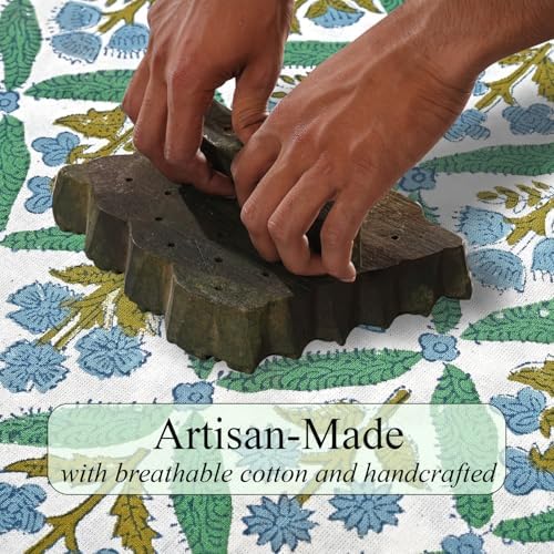Ridhi Sea Green Hand Block Print Cotton Christmas Tree Skirt 60 Inch - Image 7