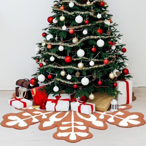 48 Inch Gingerbread Snowflake Christmas Tree Skirt Farmhouse Christmas Tree mat for Xmas Gingerbread Decorations Holiday Party Ornaments - Image 5