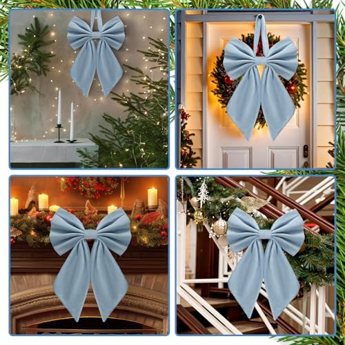 Janinka Dusty Blue Christmas Tree Topper Bow 22" Big,Velvet - Image 5
