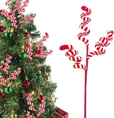 12 Pcs Candy Cane Christmas Decorations, 17 Inch Large Ornaments for Tree Picks, Tree Decorations, Red and White Ornaments, Big Tree Topper Filler by Cherica