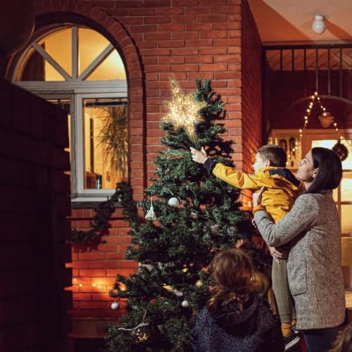 LAMPHOME 10LED Golden Bethlehem Star Tree Topper, Shiny Light Up Gold Star Treetop, Festive Christmas Tree Top Ornament for Xmas Holiday Indoor Party Home Decoration - Image 3