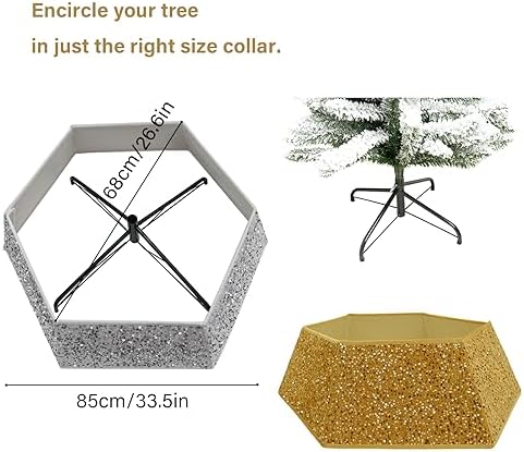 Gold Christmas Tree Collars for Atificial Trees, 33.5 Inch Sparkling Sequins Christmas Skirt, Base Cover,Holiday Home Decor Ring(Large) - Image 5