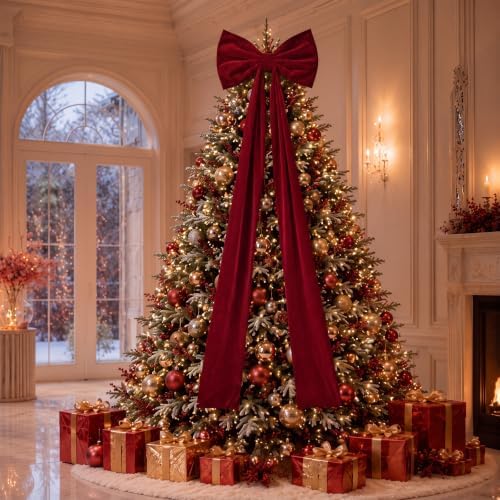 Knitgrip 2 Pack 20x71 in Christmas Large Velvet Bows, Deep Red - Image 6
