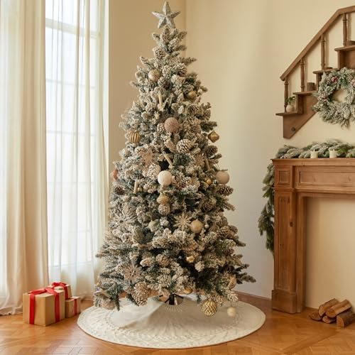 48 inch White Knitted Christmas Tree Skirt - Image 6