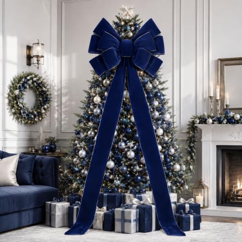 Norme 1 Pcs Dark Blue Extra Large Christmas Tree Topper Bow Decor by Norme