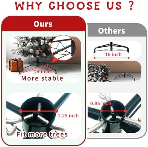 24 Inch Metal Christmas Tree Stand for 4 to 10ft Christmas Trees, Heavy Duty Folding Universal Artificial Christmas Tree Stand Replacement - Image 6