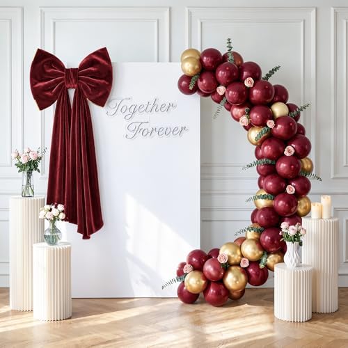 Big Burgundy Red Bows, Large Velvet Bow, 16×52 in Giant Hanging Wall Bow Room Decor, Christmas Bows for Coquette Girl Bedroom, Birthday, Bridal Shower Wedding, Christmas Tree Topper Bow, Front Door - Image 7