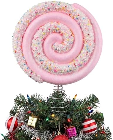 Gejoy Candy Tree Topper Pink Pastel Lollipop Tree Topper Candy Cane Treetop Decoration for Halloween Christmas Xmas New Year Birthday Party by Unknown
