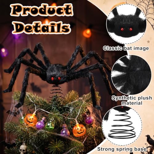 Suncalla 13.8 Inch Halloween Spider Tree Topper, Spooky Tree Topper - Image 5