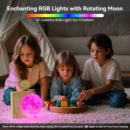 RETEYUNG Rotating Moonlight Sunrise Alarm Clock Sound Machine - Image 2
