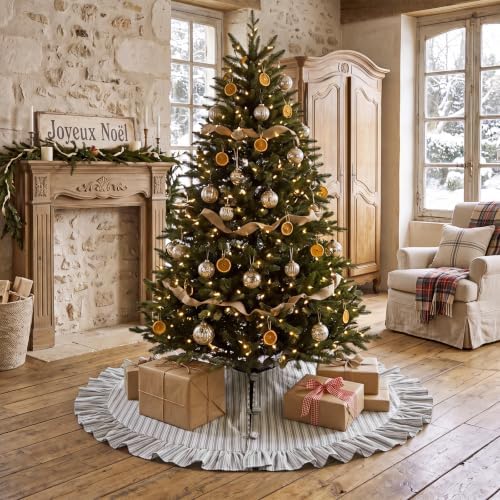Sosation 48 Inch Christmas Tree Skirt Black White Striped - Image 6