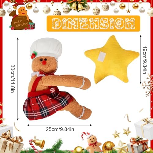 Gingerbread Christmas Tree Topper with Built-in LED Star Lights Xmas Decorations Funny Treetop Hugger Home D??cor - Image 4
