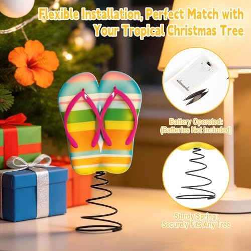 10 x 5.2 Inch Wooden Flip Flop Lighted Summer Christmas Tree Topper - Image 6