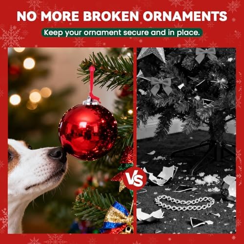 100 PCS Christmas Ornament Hangers Hooks, Adjustable Ornament Ribbon Hanger for Hanging Small & Large Heavy Ornaments, Xmas Ornament Hanging String for Christmas Tree Decorations Bauble (Red) - Image 2