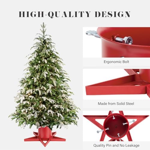 Xmas Tree Stand Base for Real Trees Up to 6.5ft Red Christmas Tree Stand Christmas Tree Holder Fits Up to 4.7" Xmas Tree Trunks for Christmas Decor - Image 5