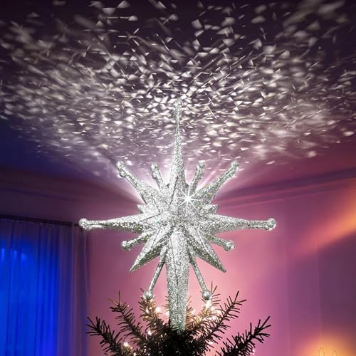 DG-Direct Christmas Tree Topper with Wide Coverage Light, Frosted Silver by DG-Direct