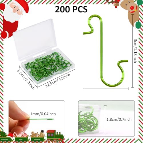 100 Pack Christmas Tree Decoration Hangers - Ornaments Hooks for Trees, Green - Image 3