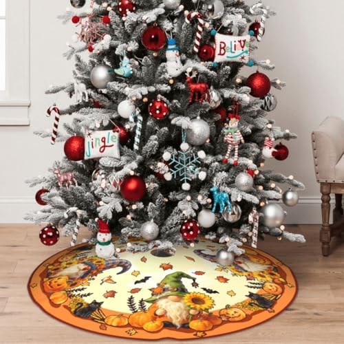 Fall Tree Skirt 30" Pumpkin Tree Topper Halloween Tree Mat Christmas Skirt - Image 2
