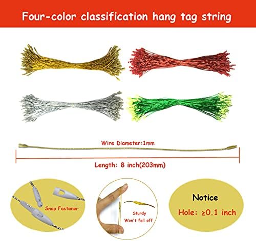 400pcs Gold Silver Red Green Ornament Hanger String,Christmas Ornaments Hook Precut Ropes with Snap Fasteners,Polyester Ornament Wire for Xmas Tree Holiday Party Hanging Decoration - Image 5