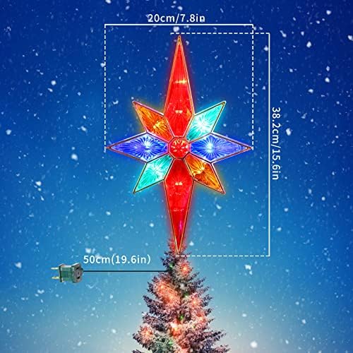 12" 11LED Lighted Christmas Tree Topper, Multicolor Bethlehem Star Treetop with Fairy Lights, 12" 11LED Tree Top,Bethlehem Star Multi - Image 7