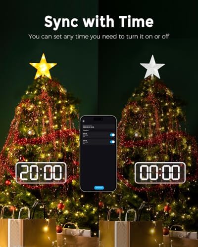 Christmas Tree Topper Star with 10 RGB LEDs, 9" Lighted Clear Star, App & Remote Control, Timer, USB Powered, Music Sync, Color Changing Treetop for Xmas New Year Holiday Tree Decoration - Image 5