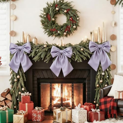 Big Purple Bows for Valentine's Day Tree Topper, 23x11 in Purple Satin Bow Decorstions for Room Hoom Wall Backdrop Room as Crib Skirt for Holiday Bow Decor Xmas (Heavyweight Satin) - Image 5