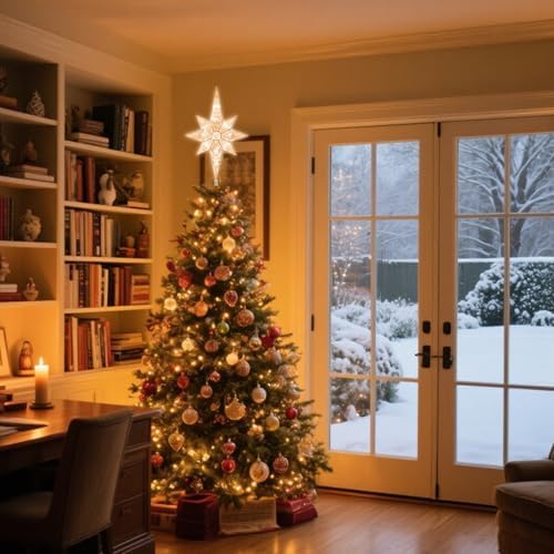 TWINGLEHOME12 Inch 11LED Christmas Tree Topper, Bethlehem Star Christmas Tree Decoration for Home Xmas Tree Decor (Warm White) - Image 4