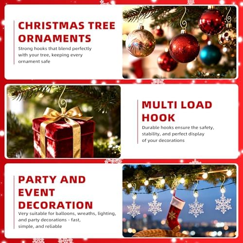 160 Pcs Christmas Ornament Hooks Gold S-Shaped Hangers with Storage Box Christmas Tree Hooks for Ornaments, Xmas Ornament Hangers for Tree Decoration - Image 7