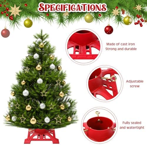 Huwena Christmas Tree Stands, Red, 11.42''x11.42''x3.74'', Cute - Image 3