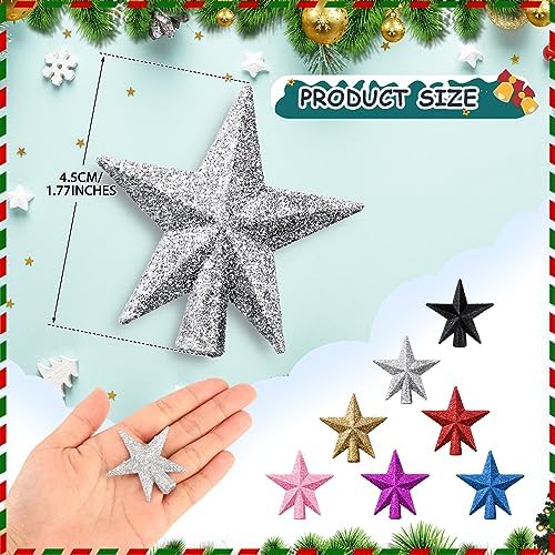 Hanaive Christmas Tree Topper Mini Star Small,Silver,1.77 Inch,Glitter - Image 2