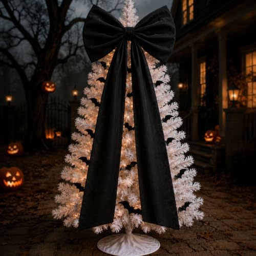 Knitgrip 1 Pack 20x71 in Christmas Large Velvet Bows, Black - Image 5