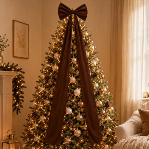 Knitgrip 1 Pack 20x71 in Christmas Large Velvet Bows, Chocolate Brown by Knitgrip