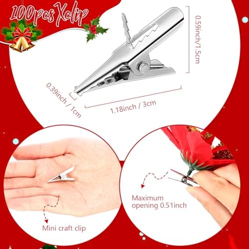 Zeyune 100 Pcs Metal Clips Christmas Ornament 1.18 Inch Alligator Clamps - Image 2