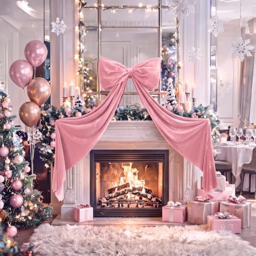 Knitgrip Extra Large Velvet Christmas Tree Topper Bow, Pink, 71 Inch - Image 5