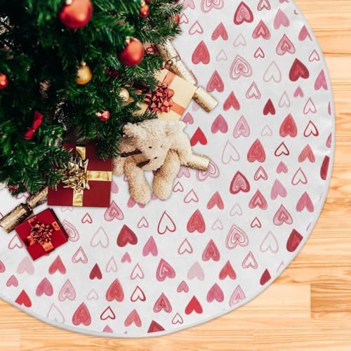 SUABO Valentine's Day Love Hearts 48 Inch Christmas Tree Skirt, Soft Xmas Tree Mat for Party Decoration Holiday Decor Christmas Decorations Indoor Outdoor - Image 5