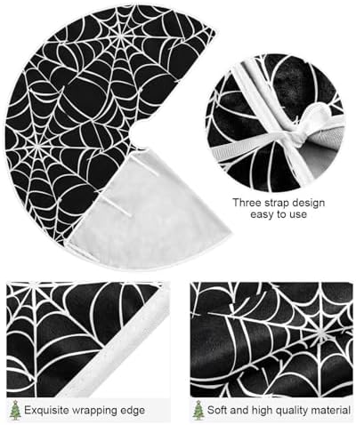 Halloween Spider Web Christmas Tree Skirt Small Xmas Tree Skirts Decorations 36 in Burlap Tree Mat Cover for 4 ft Trees Holiday Party - Image 3