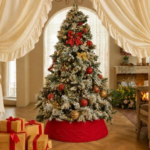 Noiclub Knit Christmas Tree Collar, Christmas Tree Skirt, Cream, 23-30 in - Image 4
