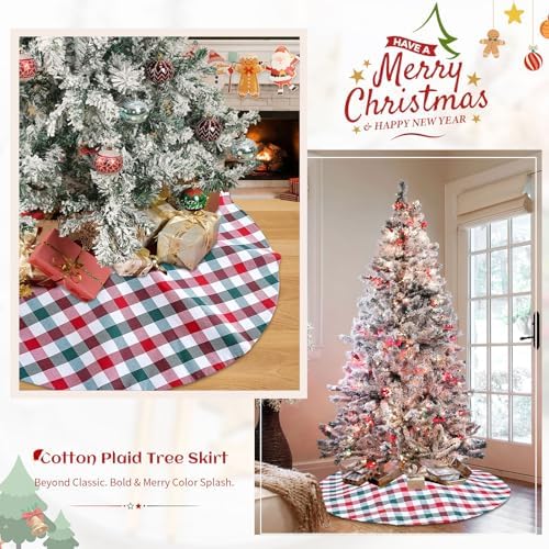 36 Inch Buffalo Plaid Tree Skirt Christmas Tree Skirt Red White Green - Image 5