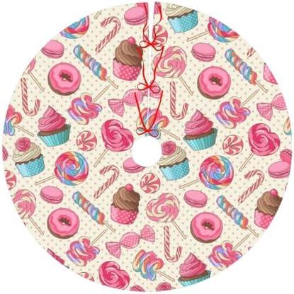 Colorful Lollipop Candy Macaroon Cupcake Donut Christmas Tree Skirt 36" for Xmas Halloween New Year Holiday Party Home Tree Mat Decor Ornaments Decoration - Image 6